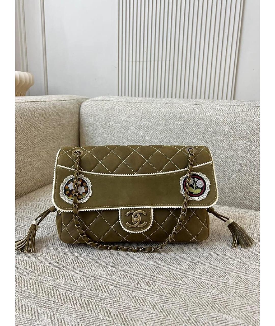 CHANEL Хаки сумка через плечо, фото 10