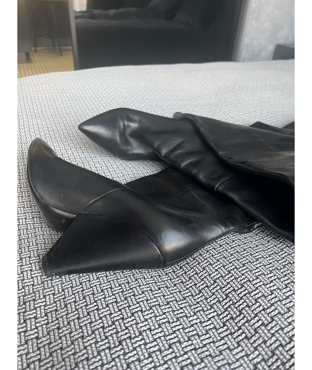 SAINT LAURENT Черные кожаные ботфорты, фото 5