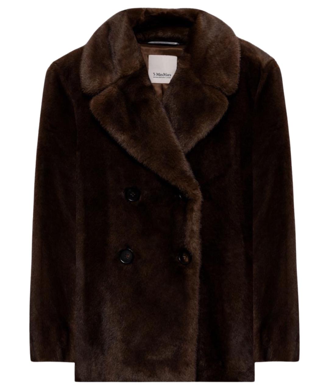 'S MAX MARA Коричневая полиэстеровая шуба, фото 1