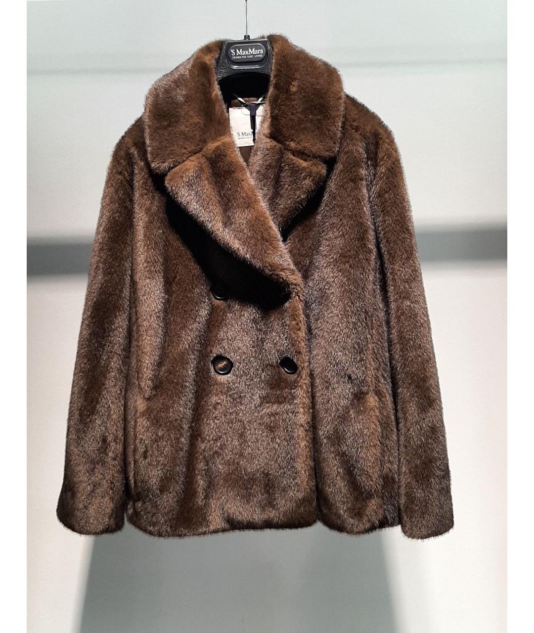 'S MAX MARA Коричневая полиэстеровая шуба, фото 2