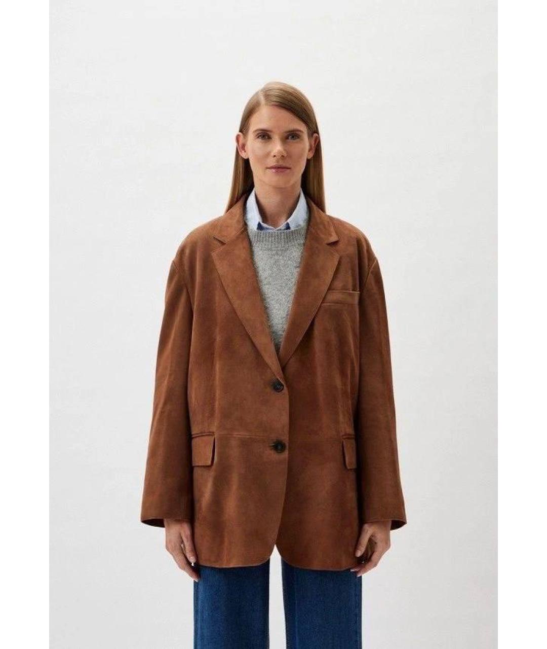 MAX MARA Коричневый замшевый жакет/пиджак, фото 4