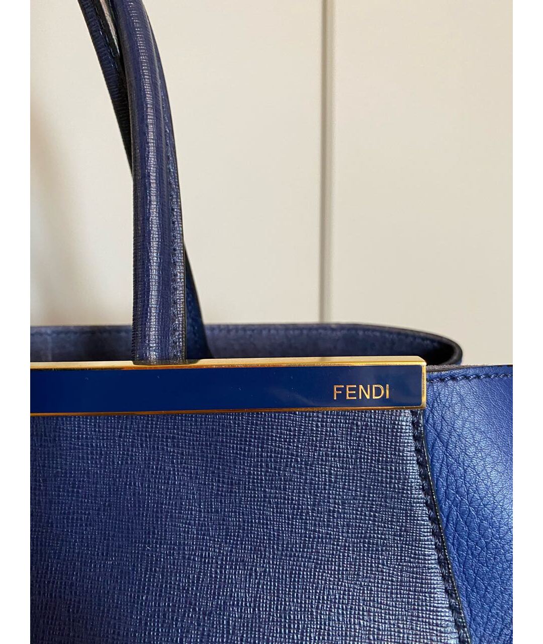 FENDI Синяя кожаная сумка тоут, фото 5