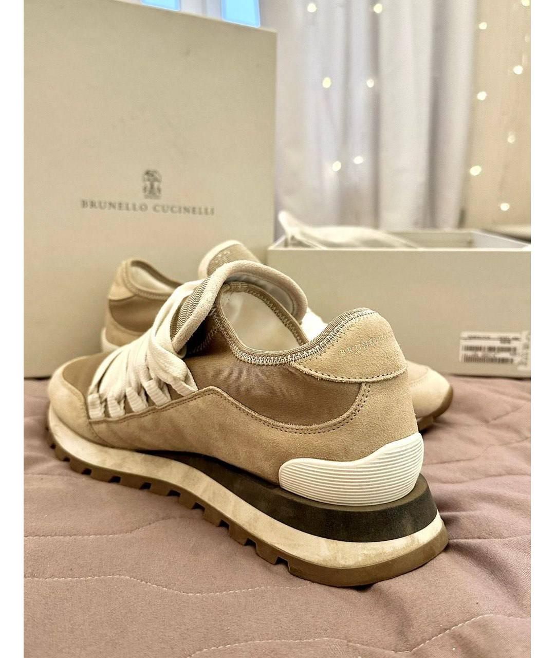 BRUNELLO CUCINELLI Бежевые замшевые кроссовки, фото 4