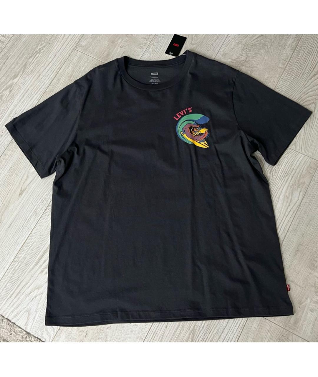 LEVI'S Антрацитовая хлопковая футболка, фото 8