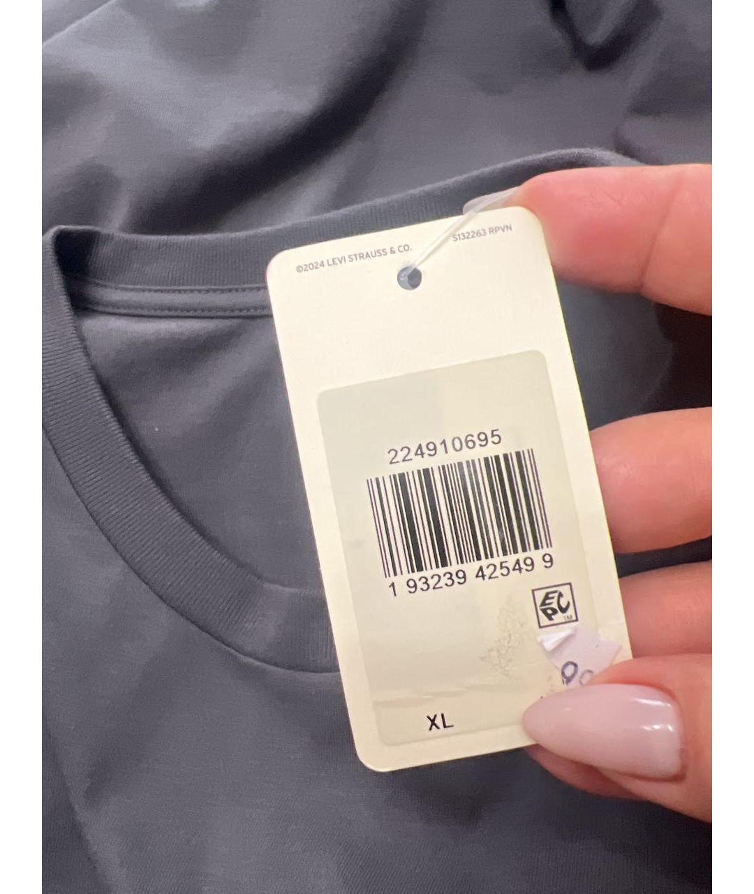 LEVI'S Антрацитовая хлопковая футболка, фото 5