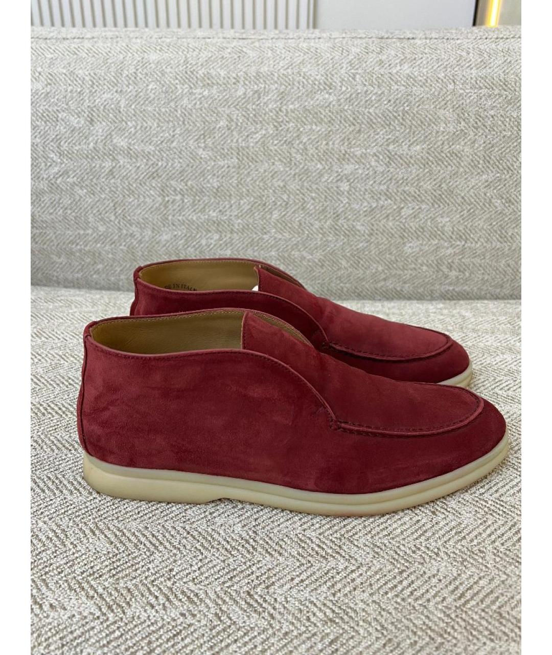 LORO PIANA Бордовые нубуковые лоферы, фото 8
