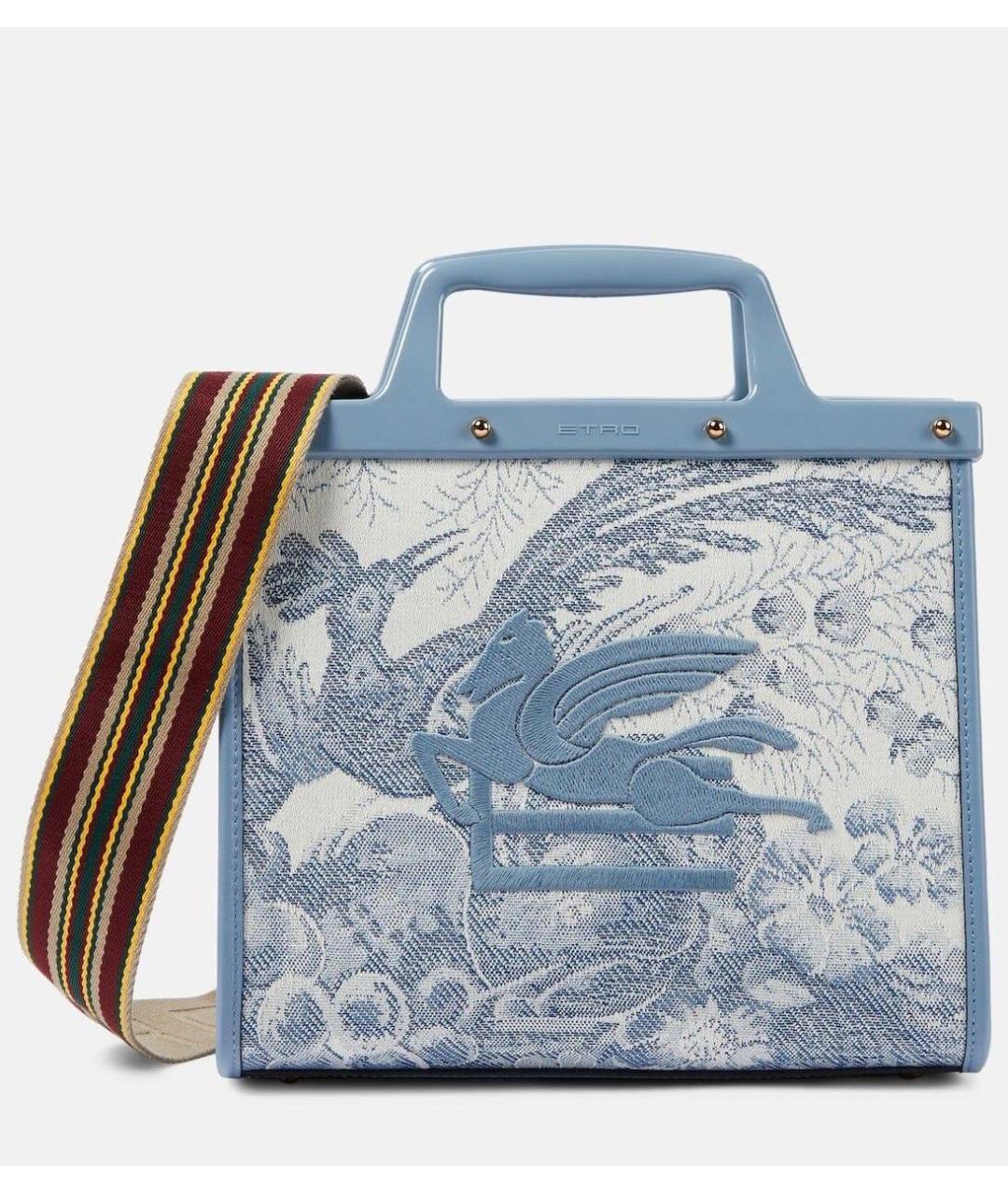 ETRO Голубая жаккардовая сумка тоут, фото 3