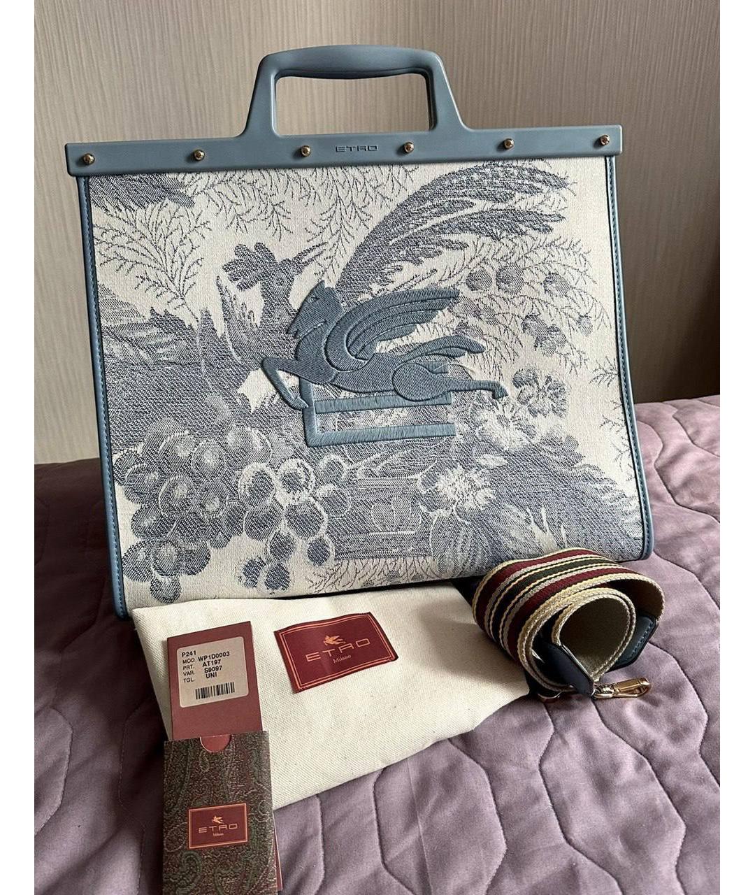 ETRO Голубая жаккардовая сумка тоут, фото 2