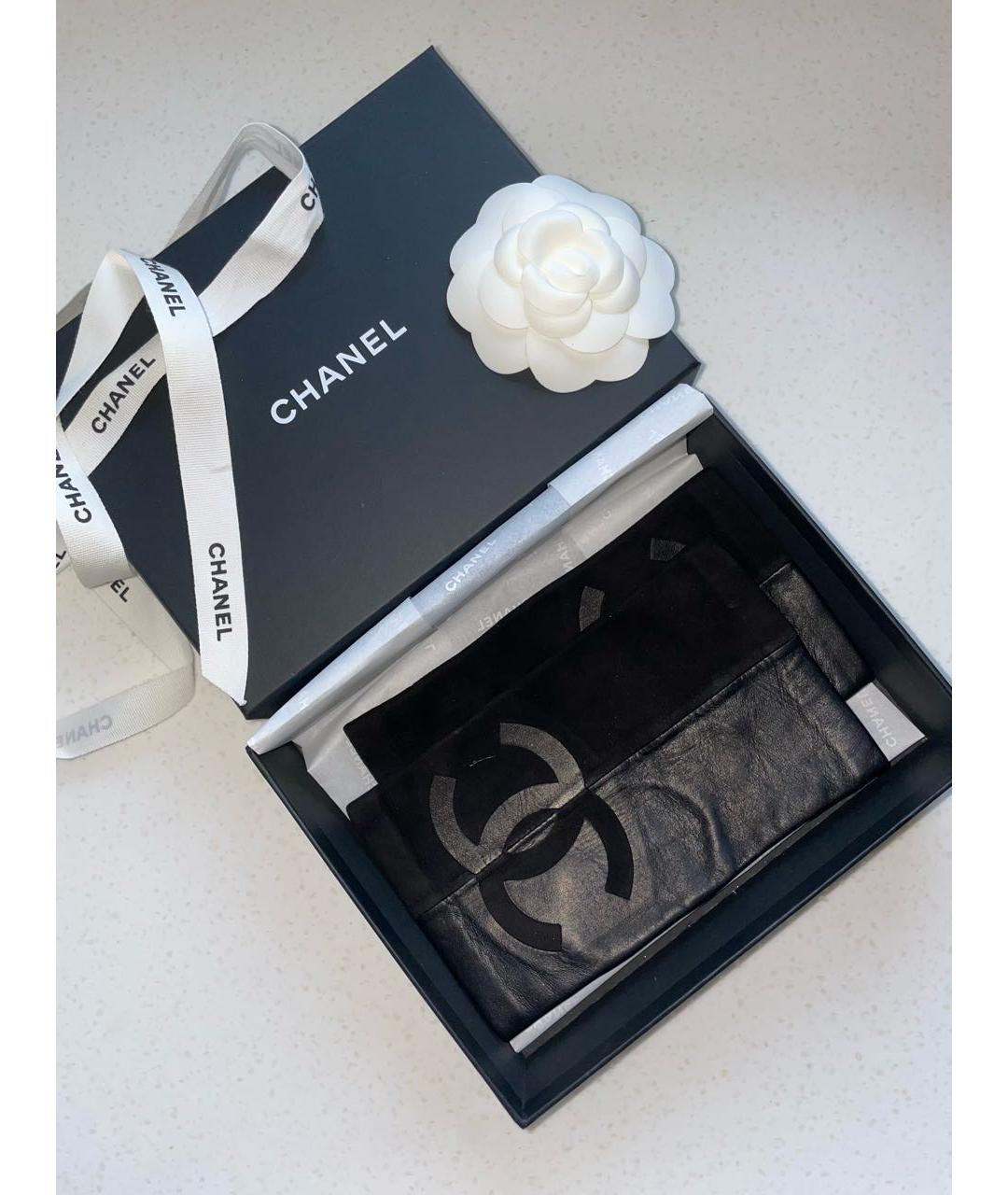 CHANEL Черные кожаные митенки, фото 3