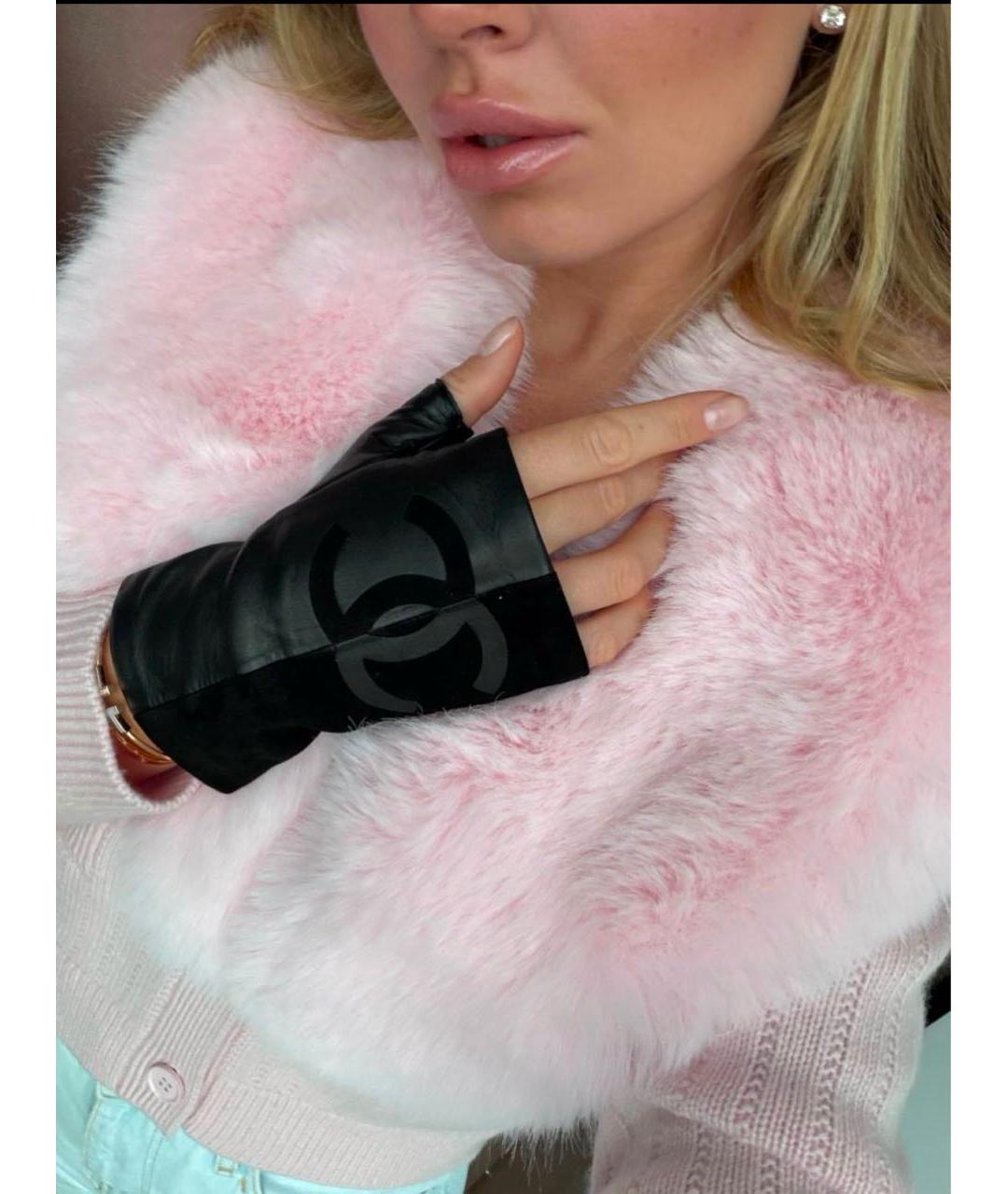 CHANEL Черные кожаные митенки, фото 4