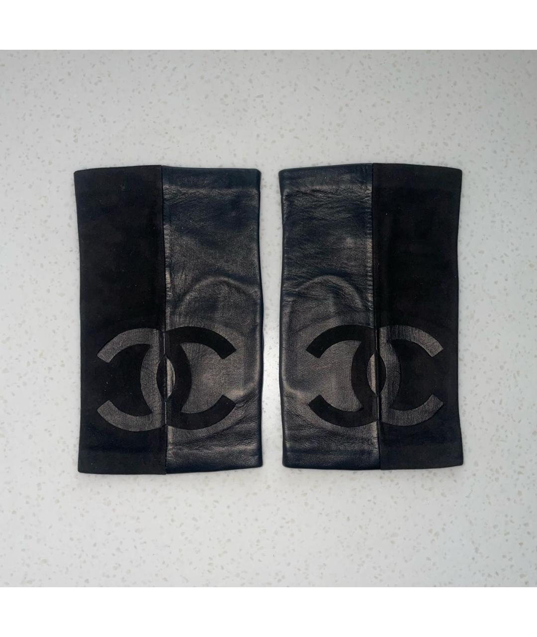 CHANEL Черные кожаные митенки, фото 8