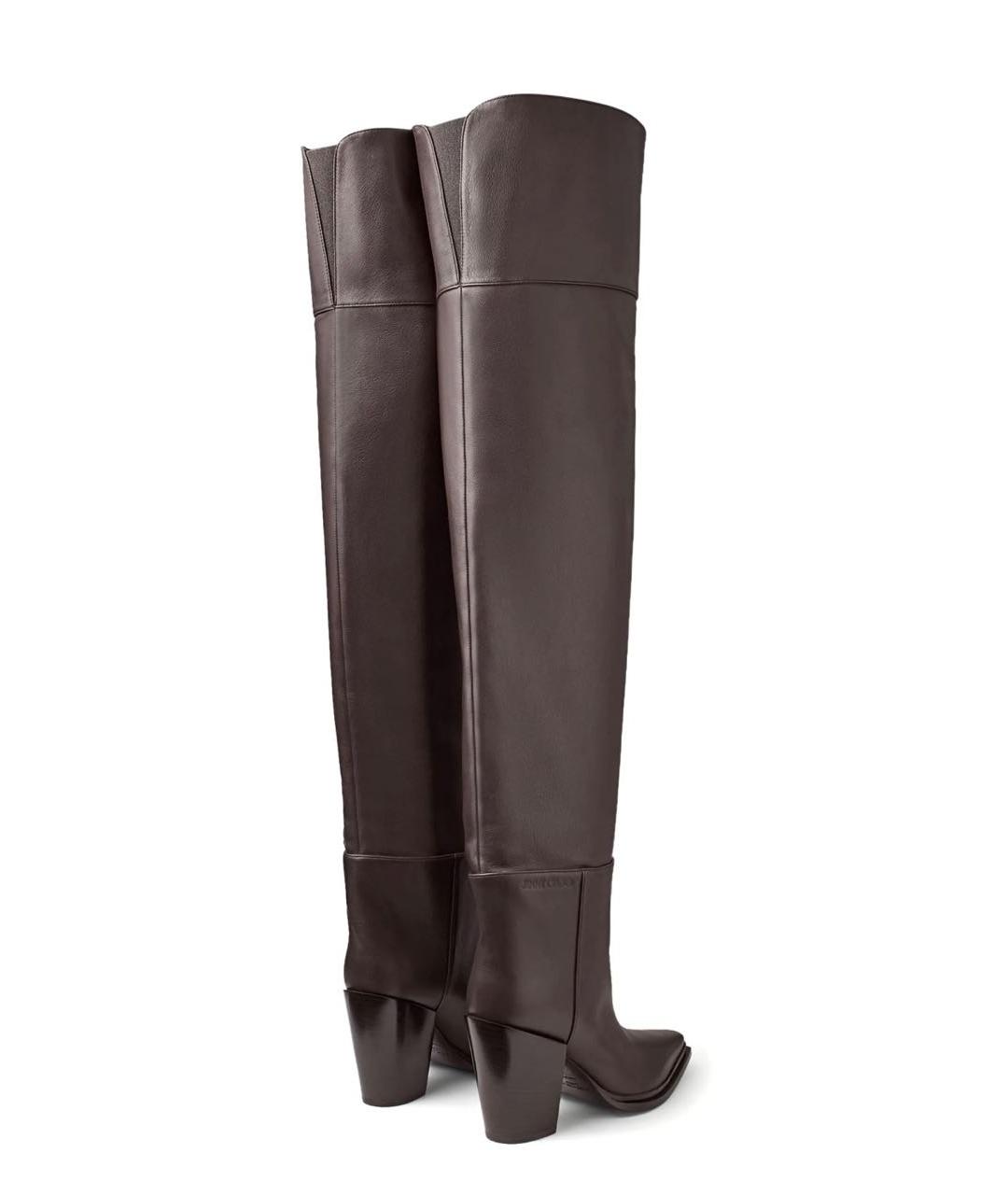 JIMMY CHOO Коричневые кожаные ботфорты, фото 3