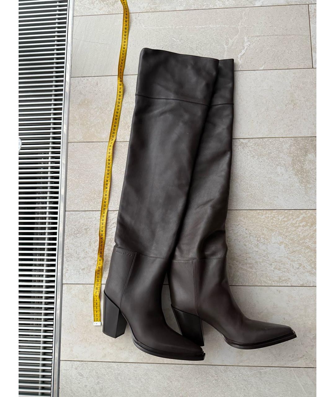 JIMMY CHOO Коричневые кожаные ботфорты, фото 8