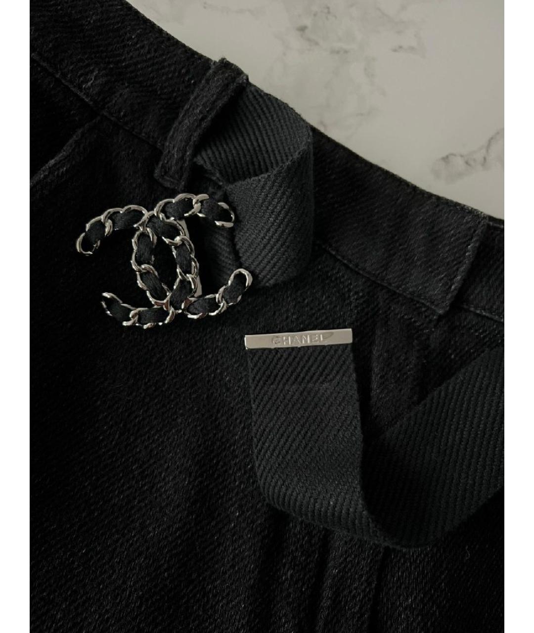 CHANEL Черные хлопковые прямые джинсы, фото 4
