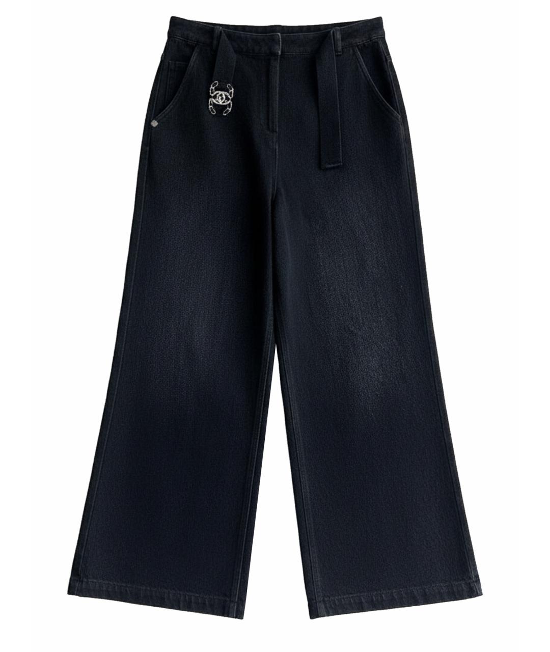 CHANEL Черные хлопковые прямые джинсы, фото 1