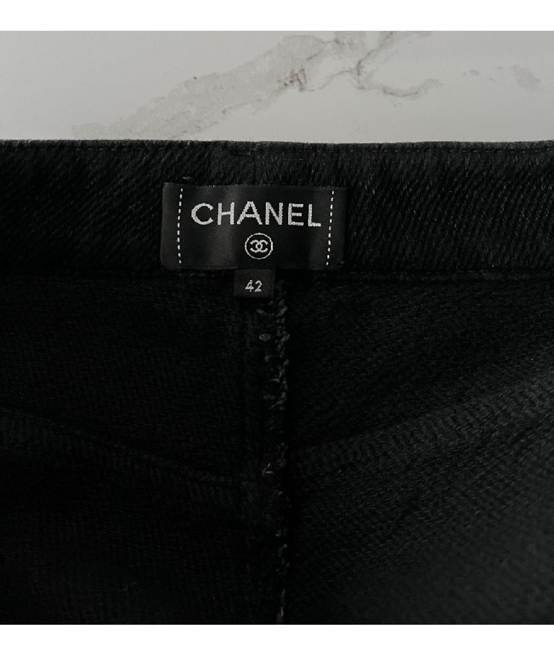 CHANEL Черные хлопковые прямые джинсы, фото 3