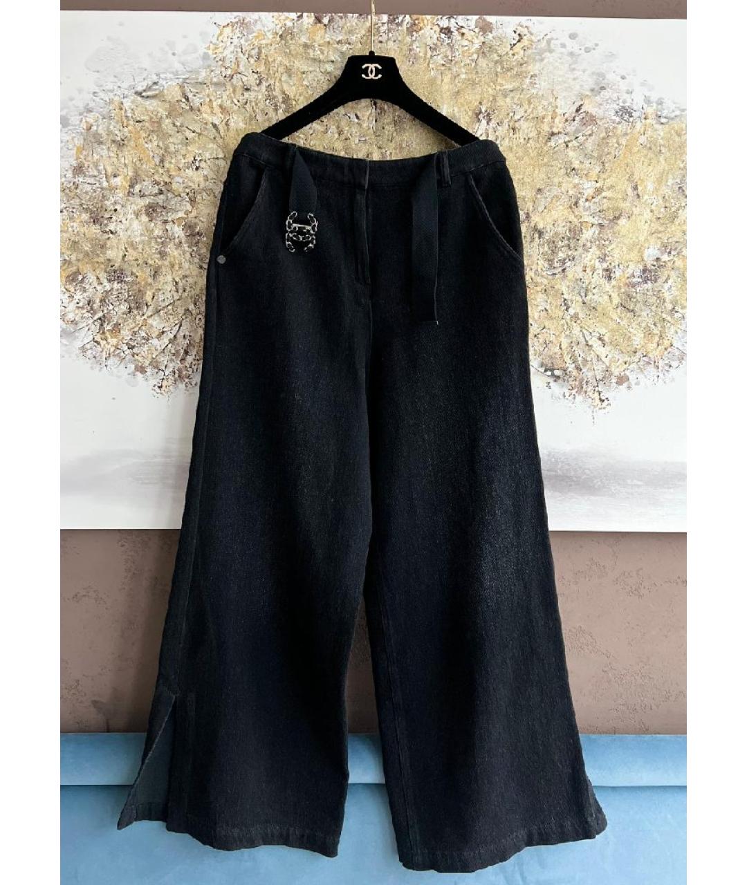 CHANEL Черные хлопковые прямые джинсы, фото 7