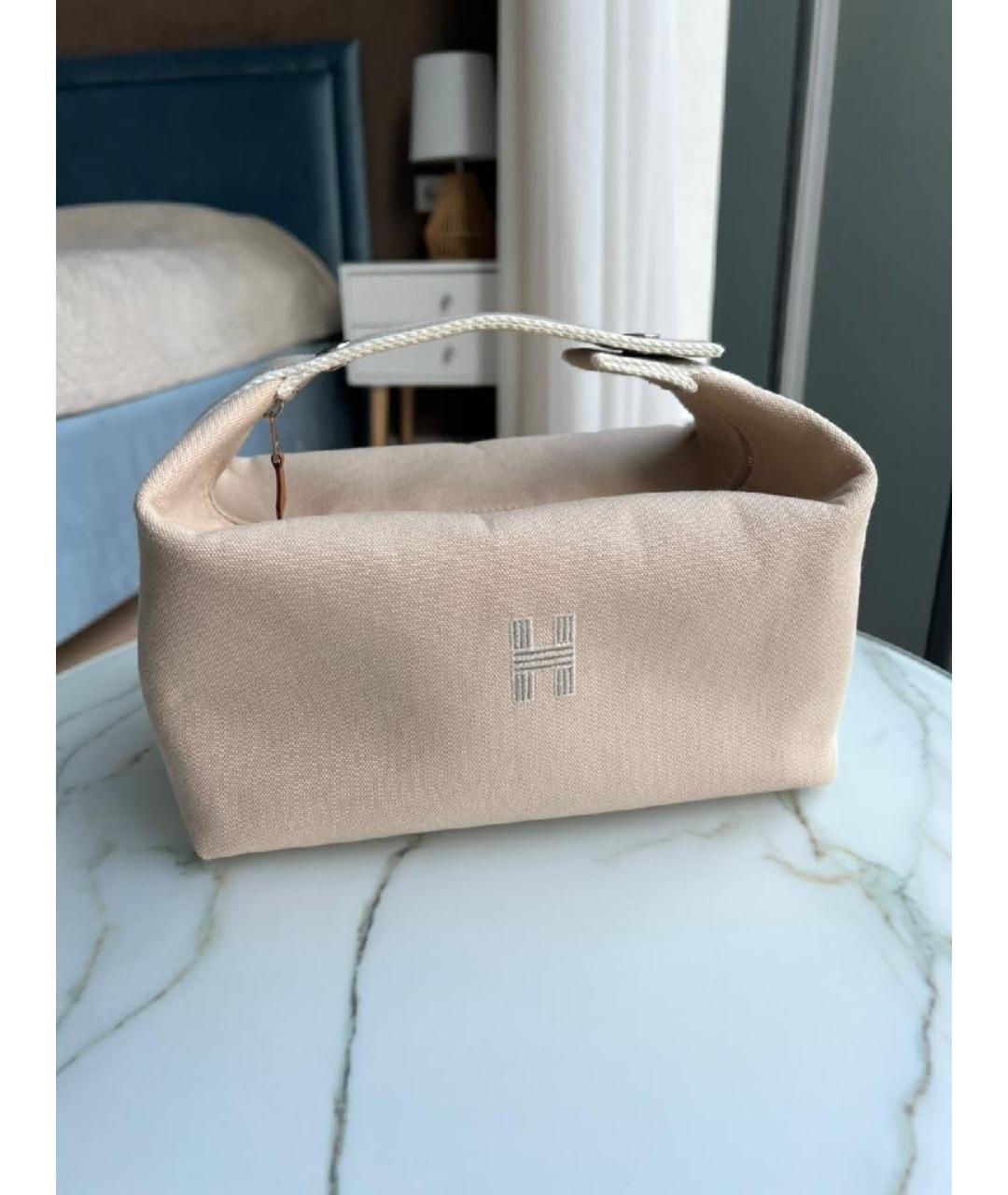 HERMES Бежевая хлопковая косметичка, фото 10