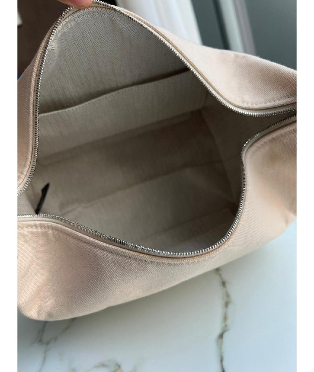 HERMES Бежевая хлопковая косметичка, фото 4