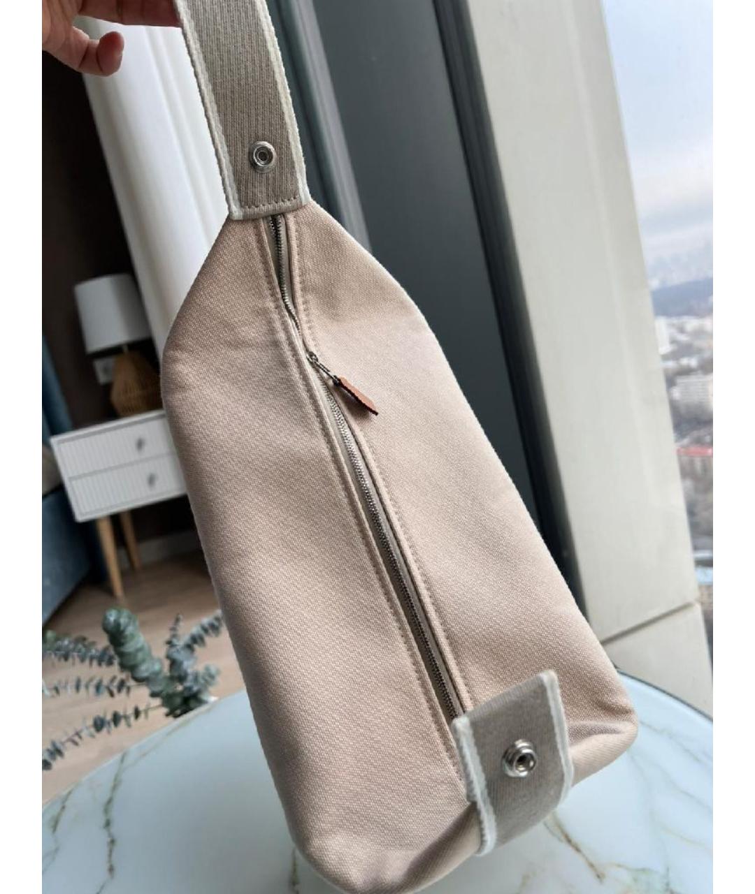 HERMES Бежевая хлопковая косметичка, фото 8