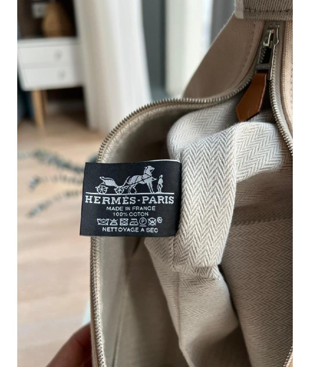 HERMES Бежевая хлопковая косметичка, фото 5