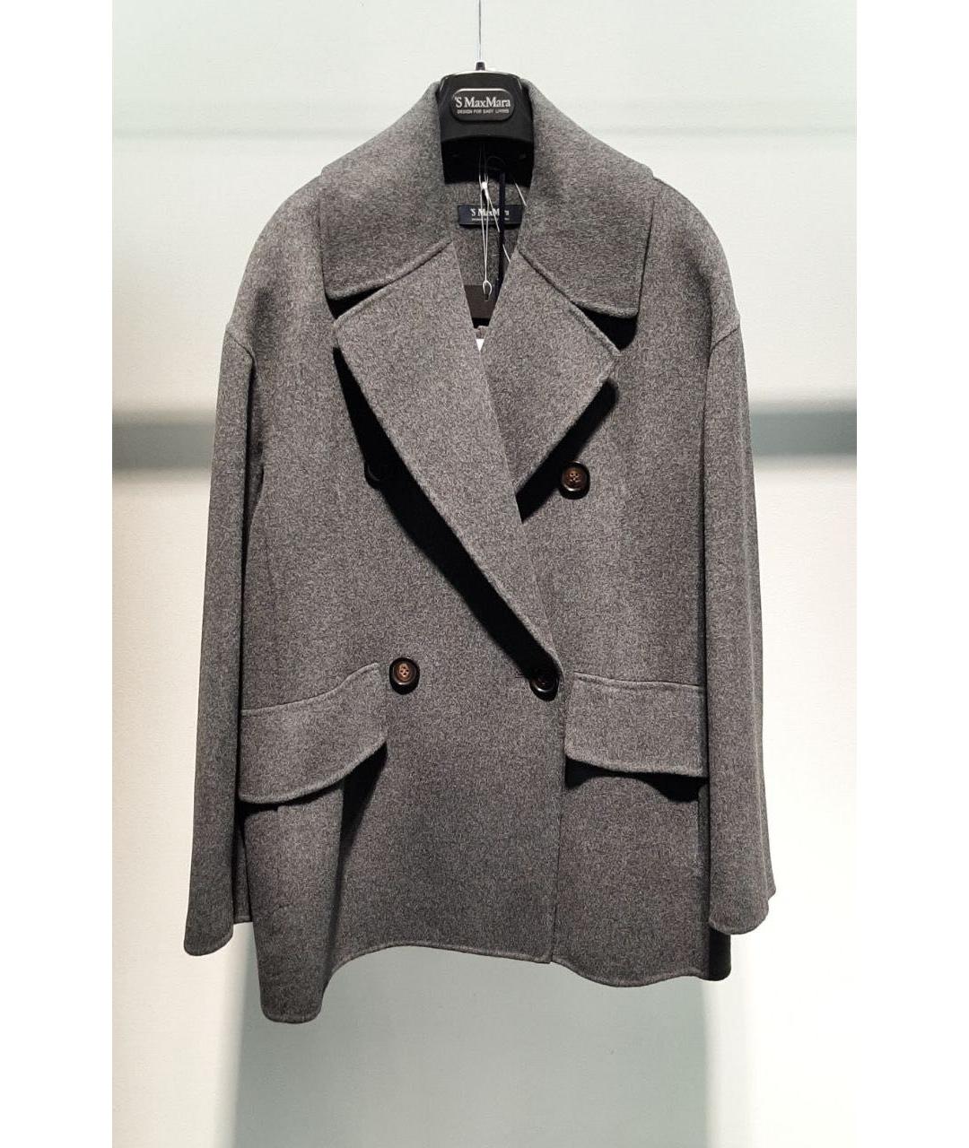 'S MAX MARA Серое шерстяное пальто, фото 2