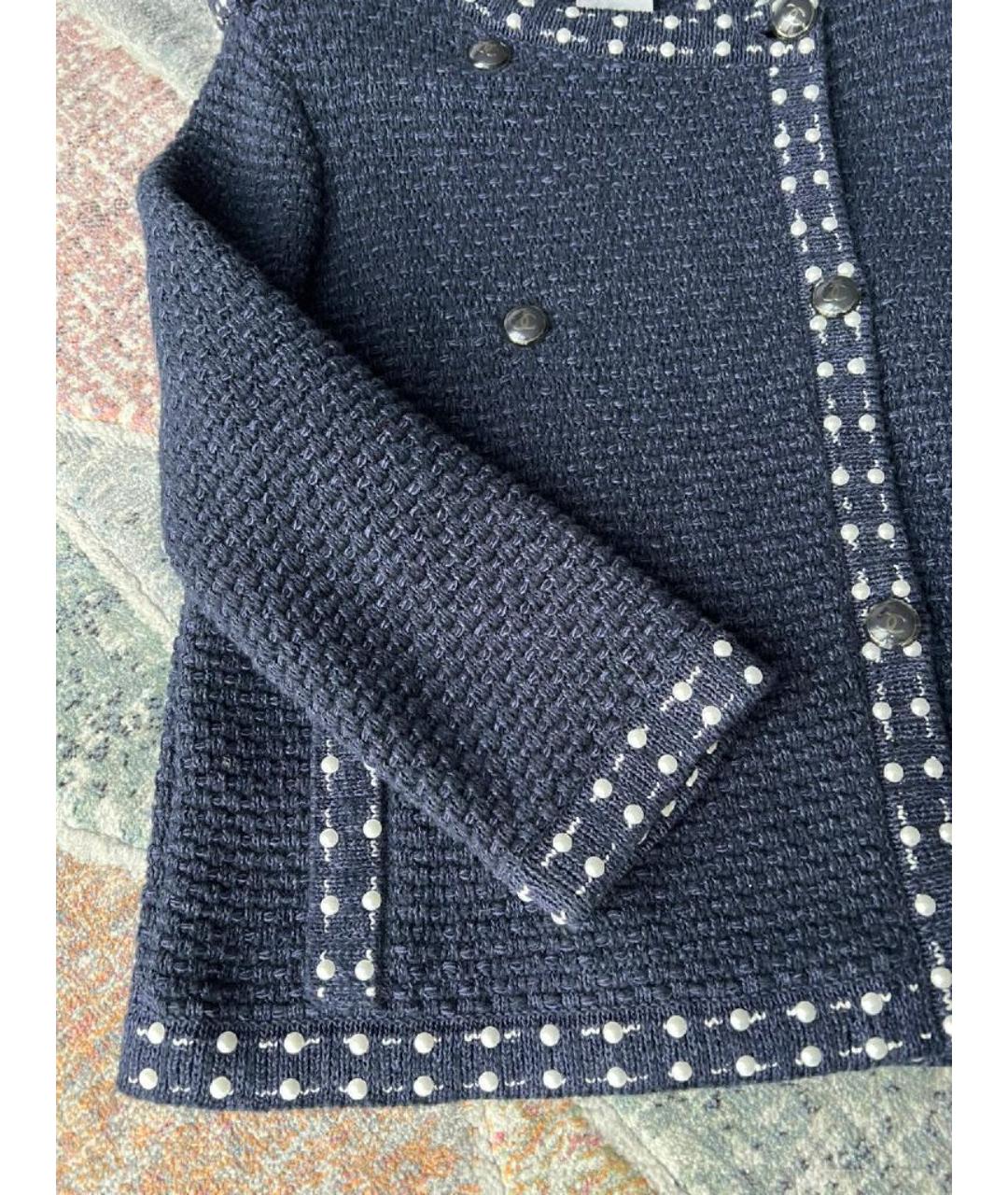 CHANEL Темно-синий хлопковый жакет/пиджак, фото 7