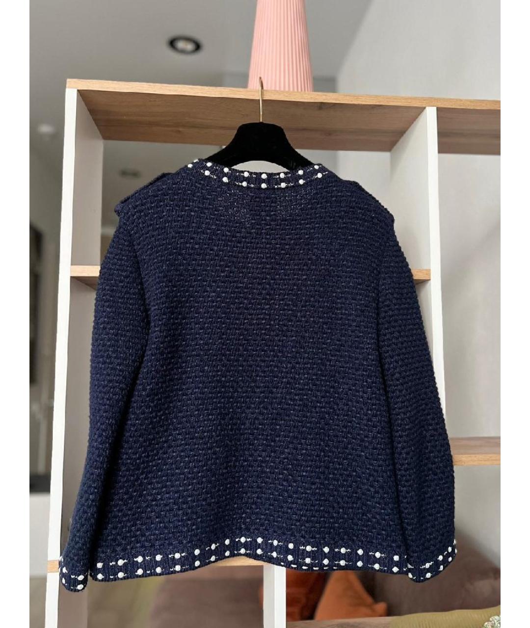 CHANEL Темно-синий хлопковый жакет/пиджак, фото 2