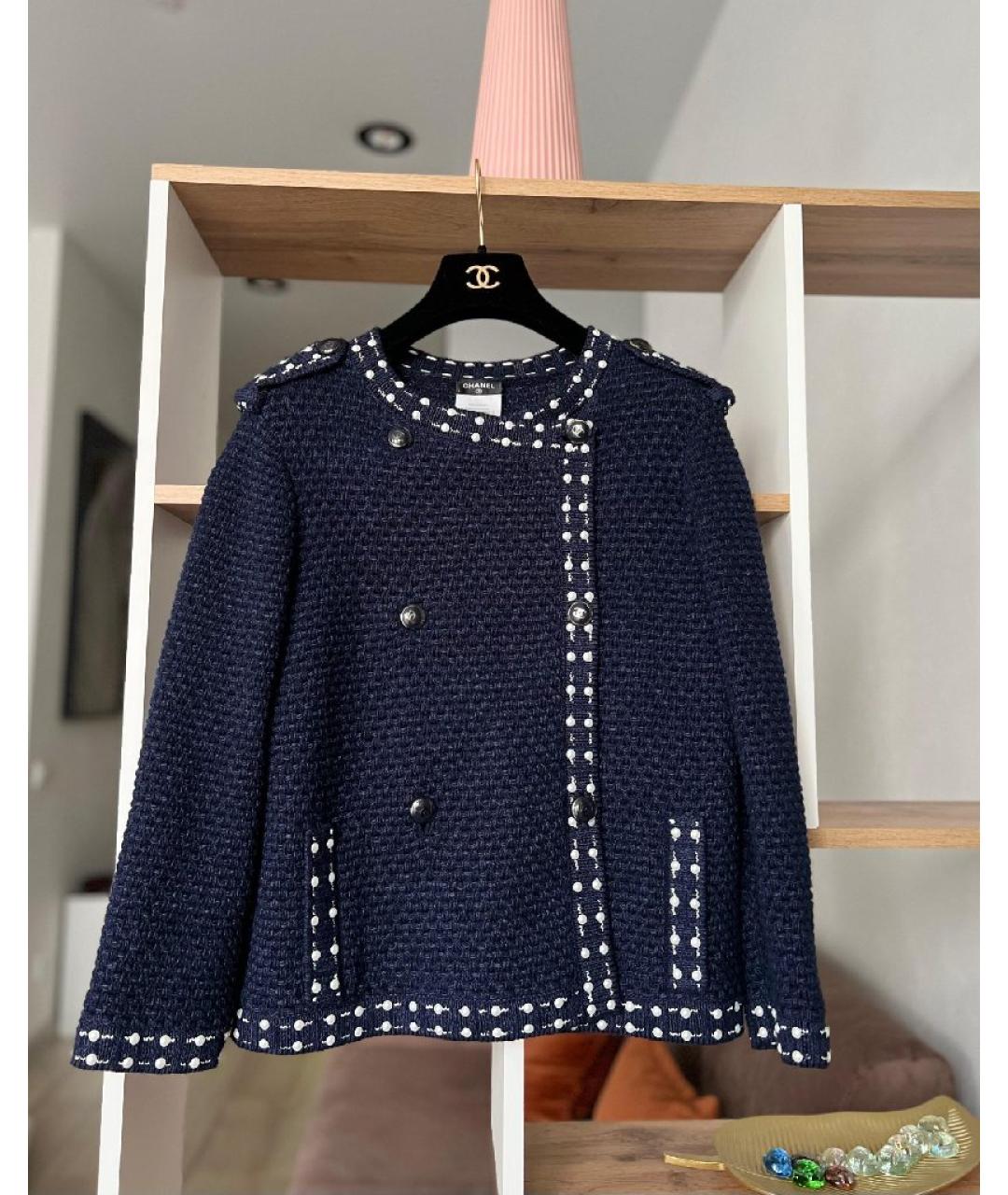 CHANEL Темно-синий хлопковый жакет/пиджак, фото 9