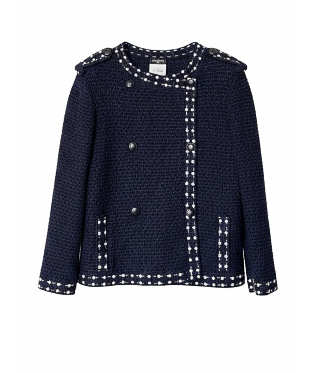 CHANEL Темно-синий хлопковый жакет/пиджак, фото 1