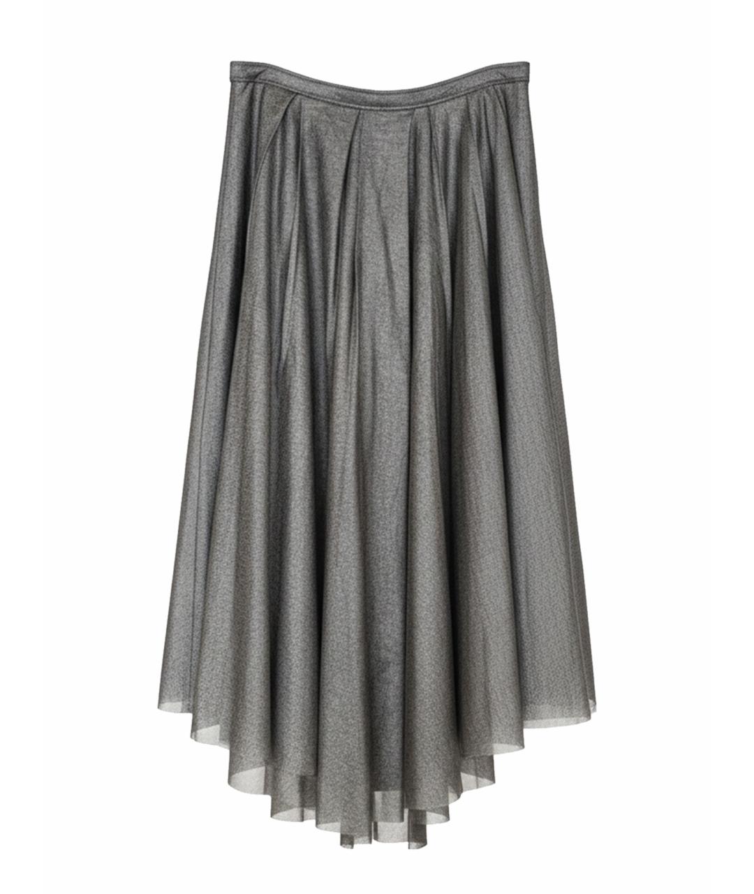 BRUNELLO CUCINELLI Серебряная ацетатная юбка макси, фото 1