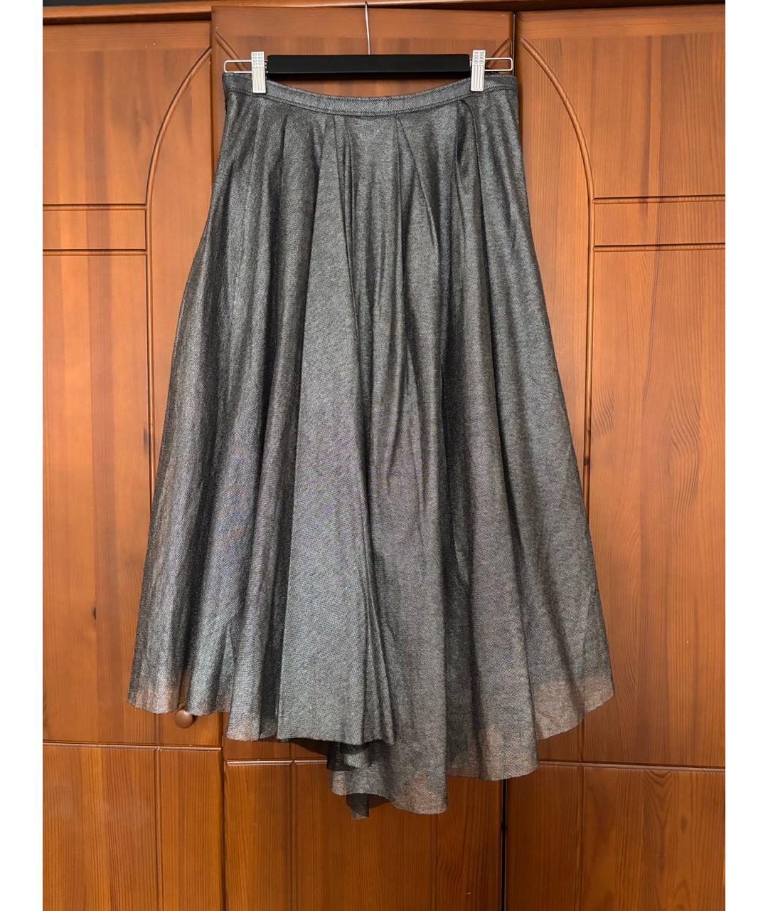 BRUNELLO CUCINELLI Серебряная ацетатная юбка макси, фото 2