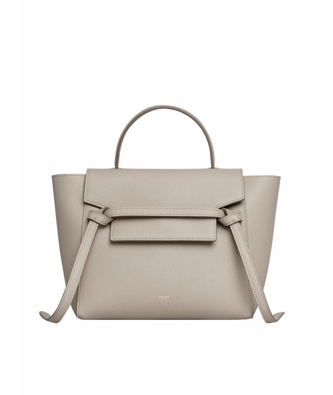 CELINE Бежевая кожаная сумка с короткими ручками, фото 1