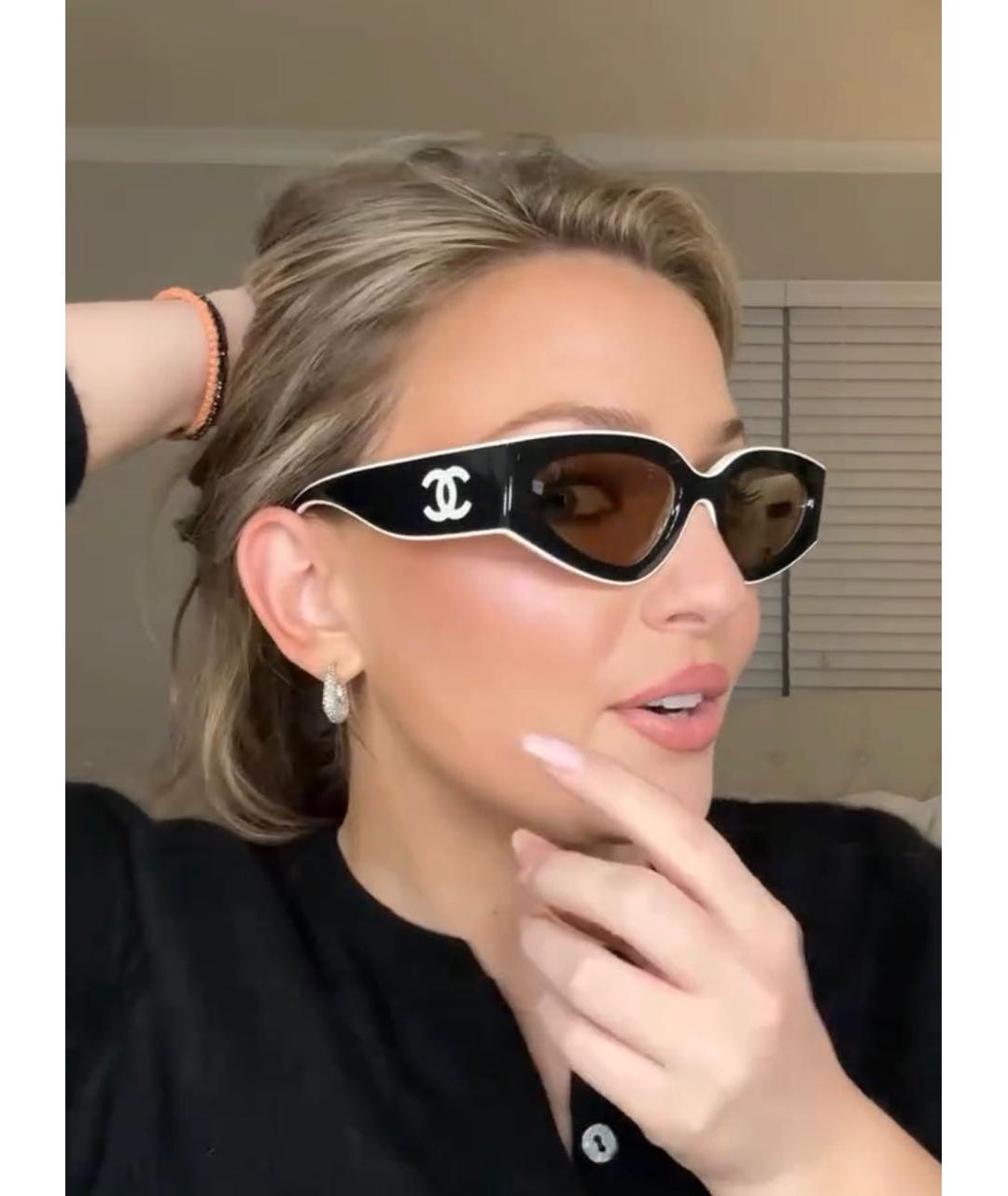 CHANEL Черные пластиковые солнцезащитные очки, фото 8