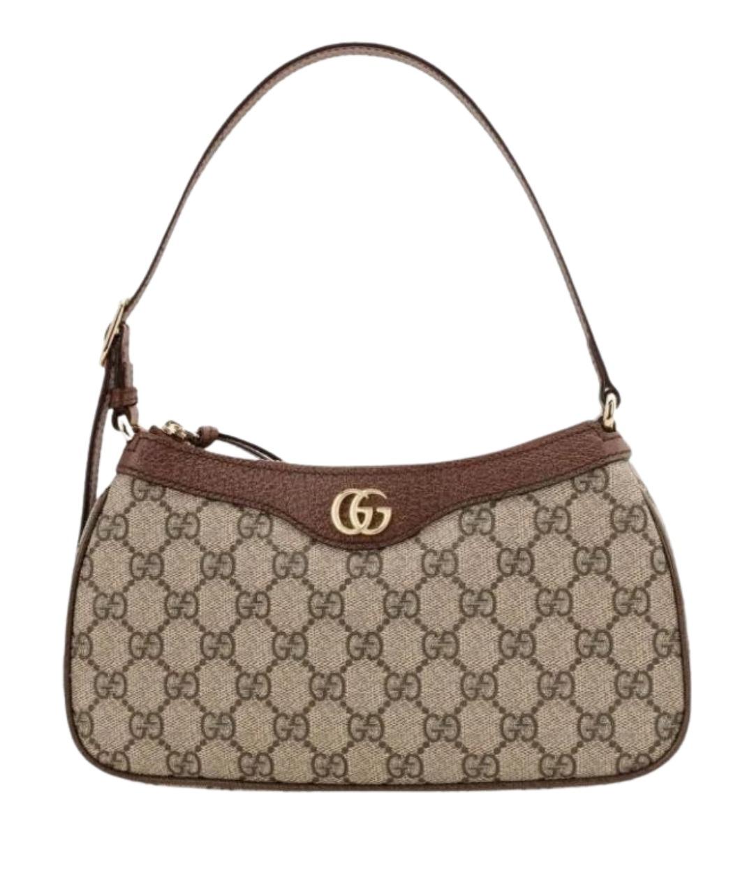 GUCCI Коричневая кожаная сумка с короткими ручками, фото 1