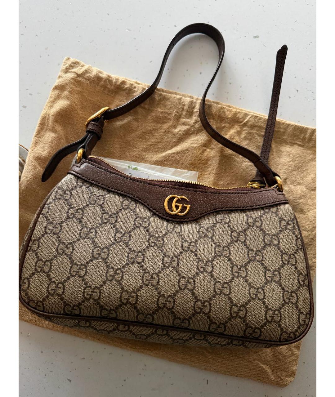 GUCCI Коричневая кожаная сумка с короткими ручками, фото 2