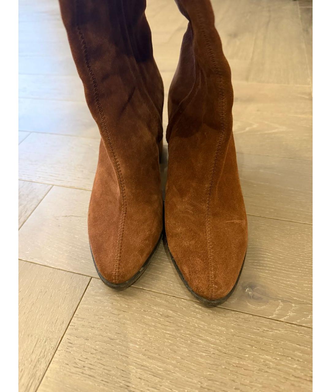MAX MARA Коричневые замшевые сапоги, фото 4