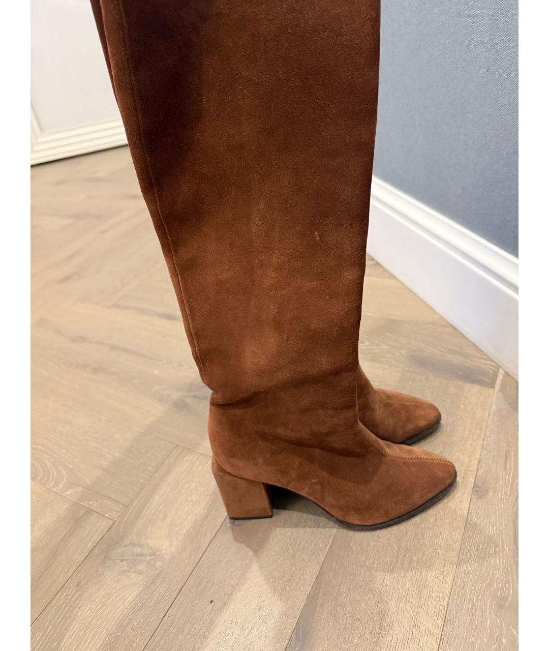 MAX MARA Коричневые замшевые сапоги, фото 2