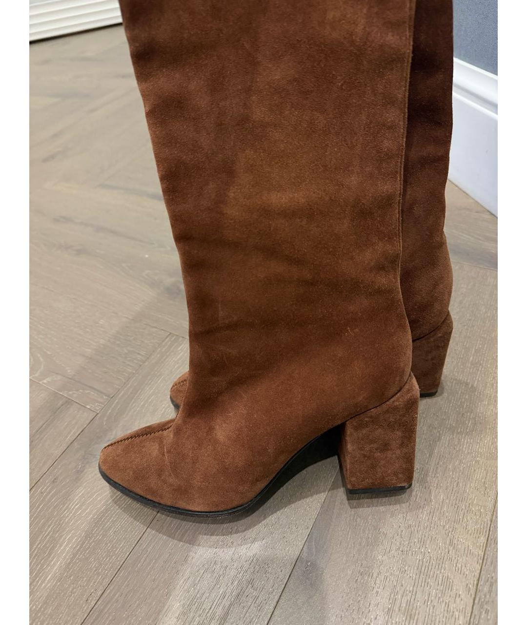 MAX MARA Коричневые замшевые сапоги, фото 5