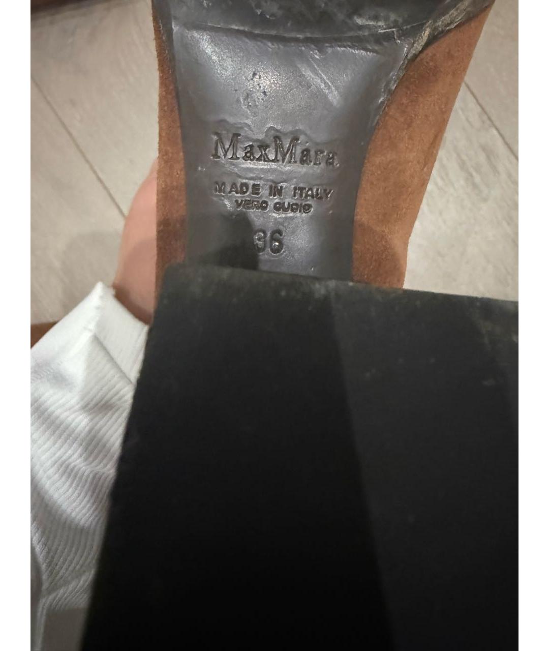 MAX MARA Коричневые замшевые сапоги, фото 6