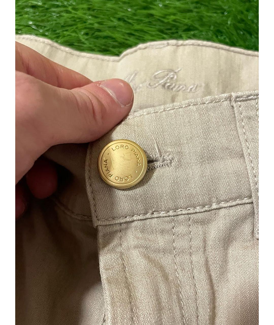LORO PIANA Бежевые хлопковые джинсы, фото 7