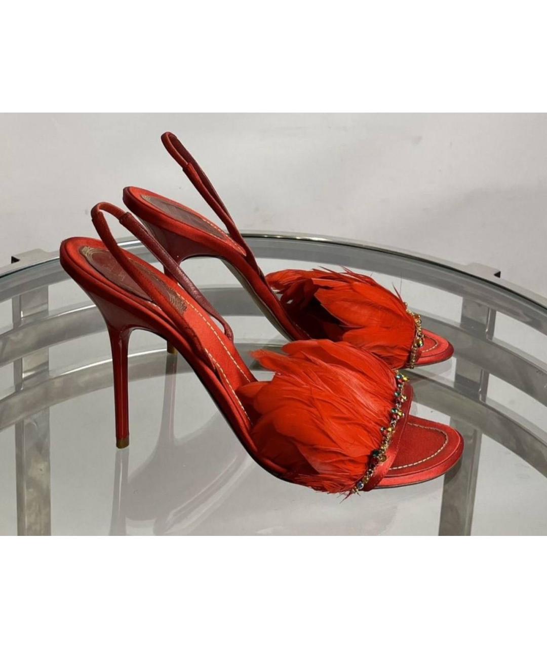 RENE CAOVILLA Красные кожаные босоножки, фото 7