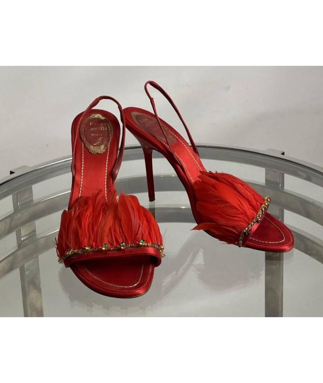 RENE CAOVILLA Красные кожаные босоножки, фото 3