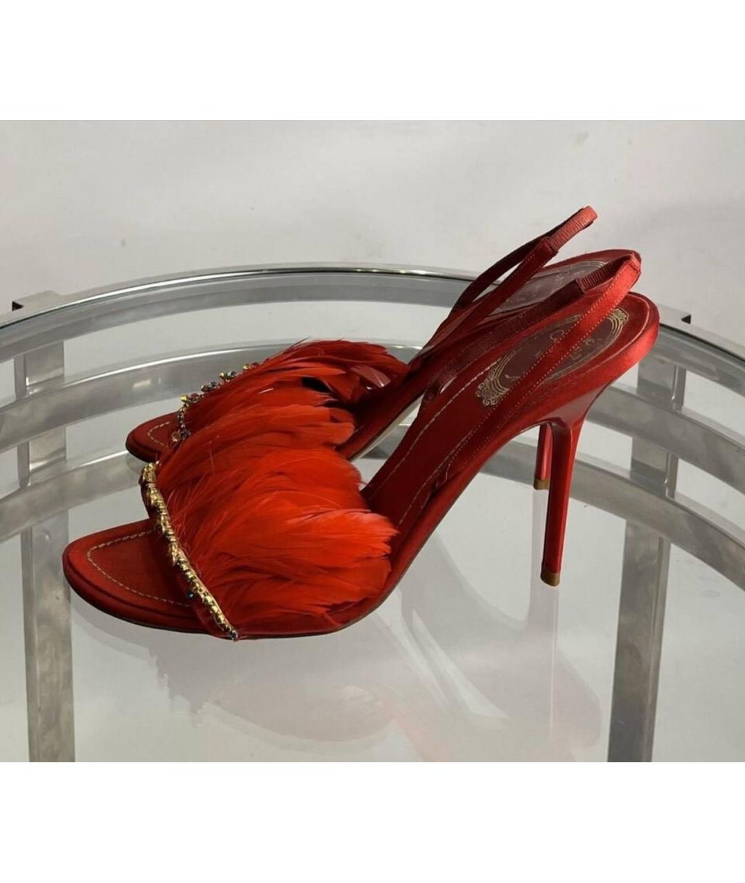 RENE CAOVILLA Красные кожаные босоножки, фото 5