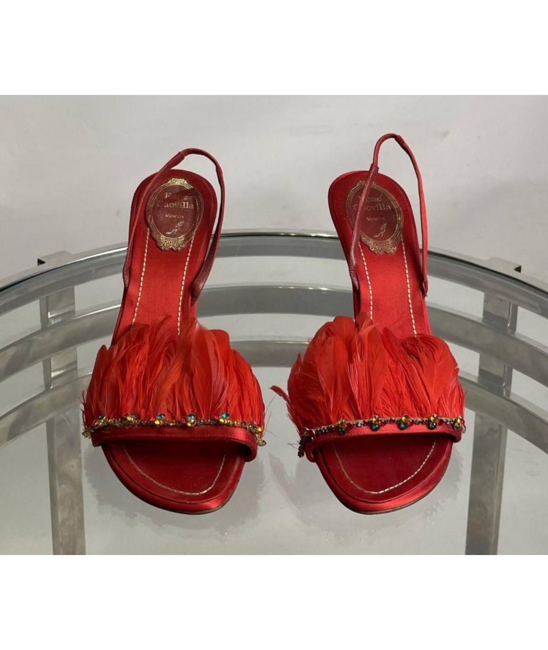 RENE CAOVILLA Красные кожаные босоножки, фото 2