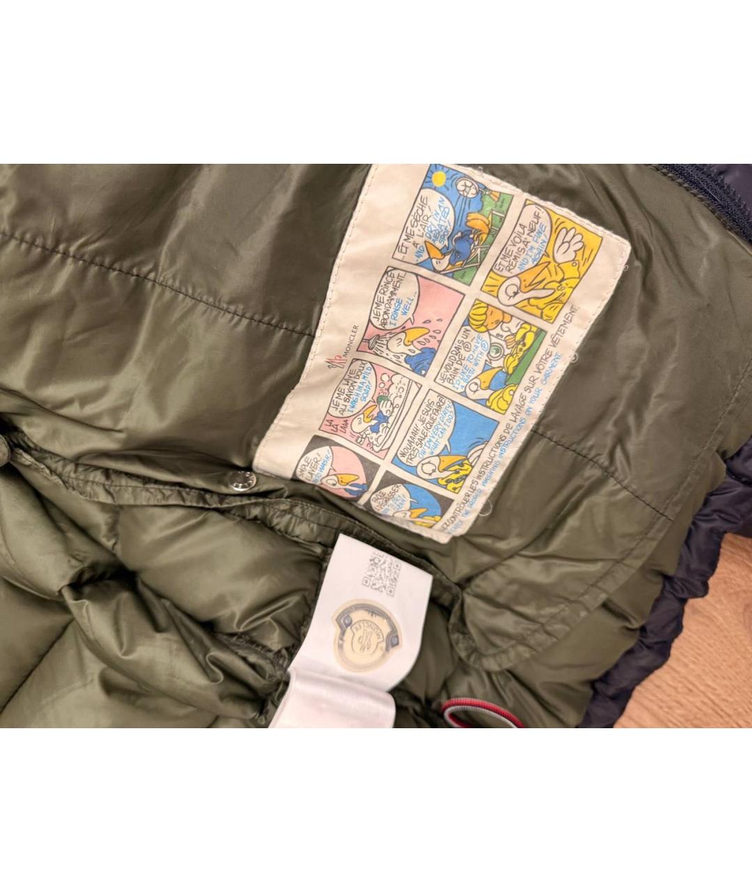 MONCLER Темно-синий синтетический пуховик, фото 5