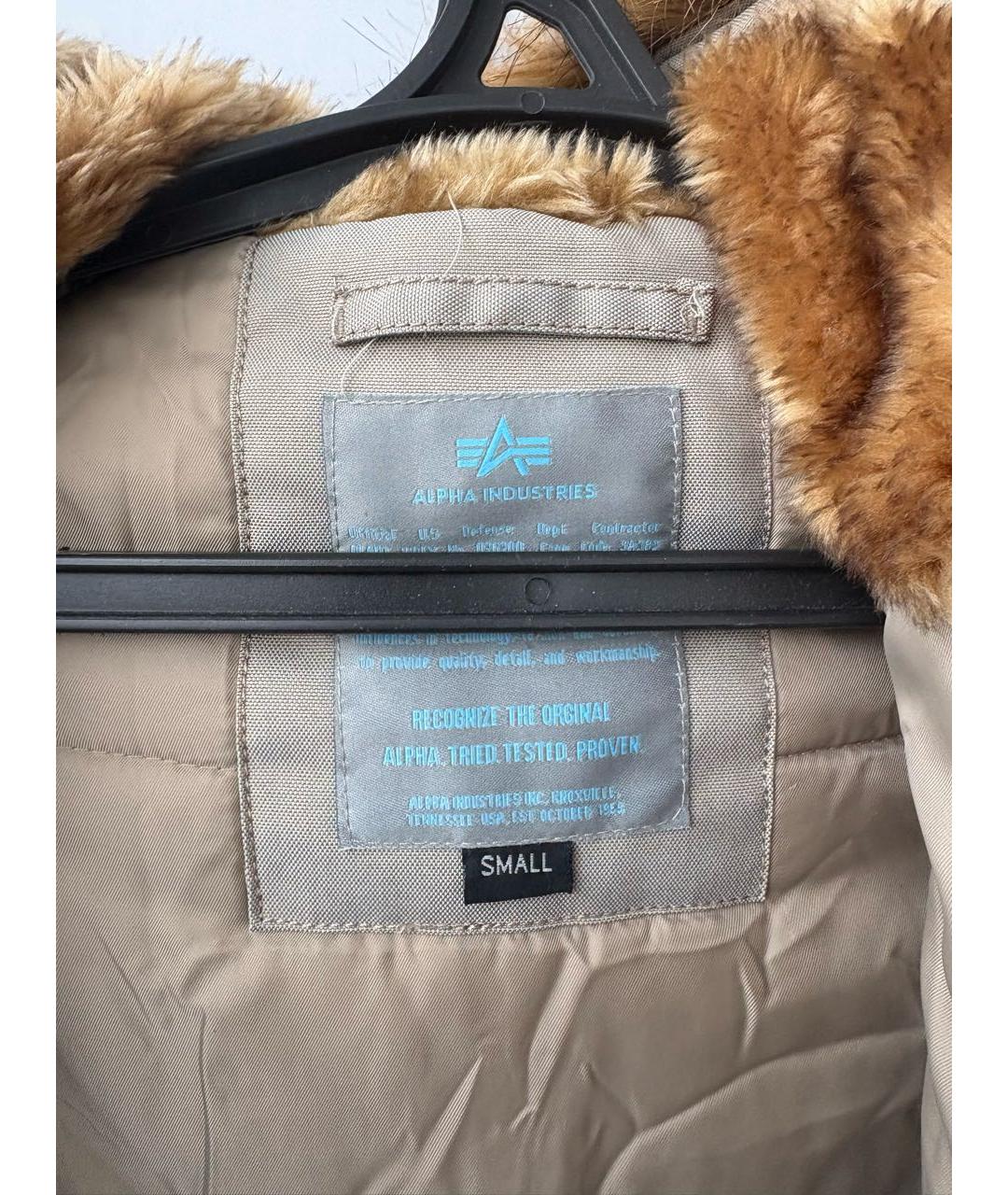 ALPHA INDUSTRIES Бежевая хлопко-эластановая парка, фото 6