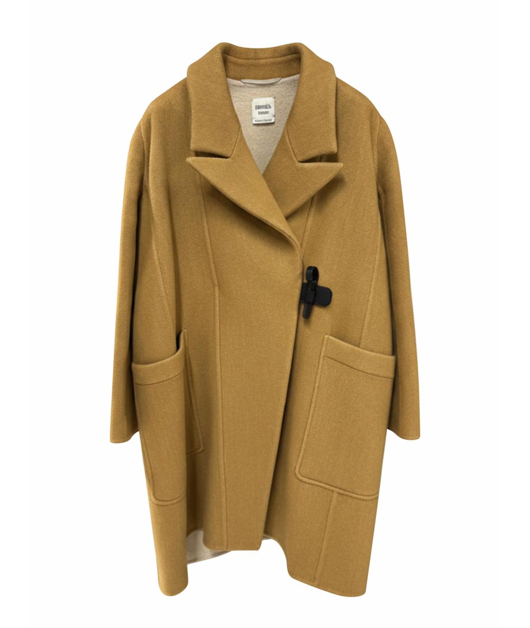 HERMES Горчичное кашемировое пальто, фото 1