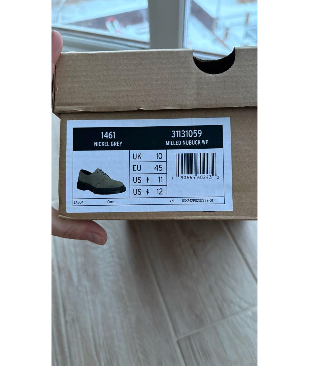 DR. MARTENS Серые кожаные низкие ботинки, фото 5