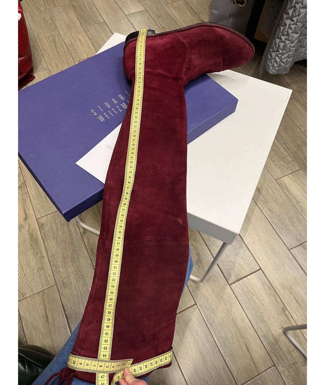 STUART WEITZMAN Бордовые замшевые ботфорты, фото 6